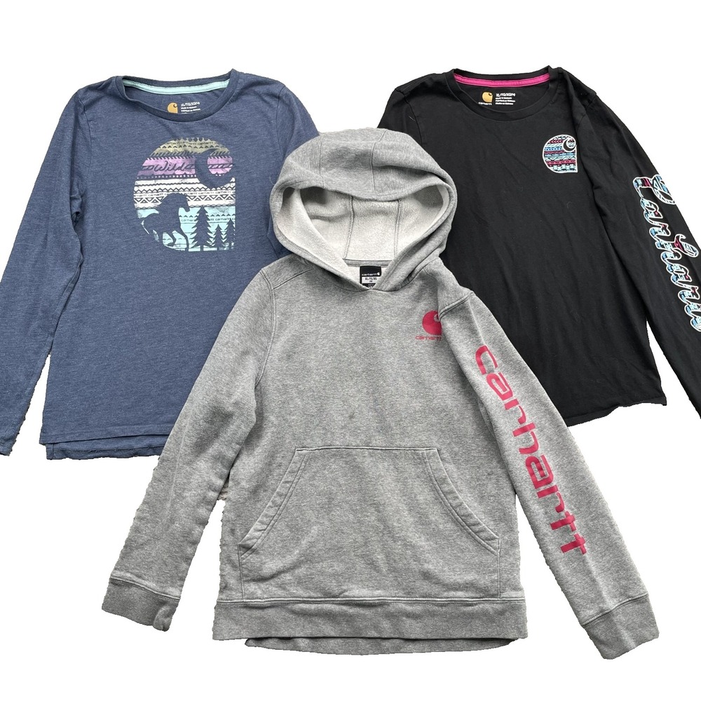 Carhartt Assorted‎ T-Shirts & Hoodie LOT (3) Youth XL Western Outdoor Camp Hike